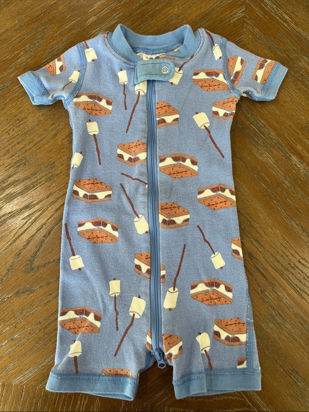 Hanna Andersson Light Blue S'mores Short-Sleeve Sleep Sack